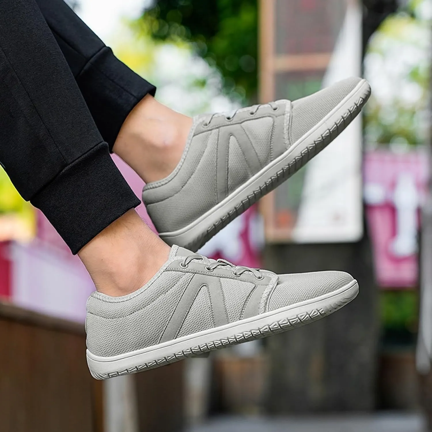 Arch Support Non Slip Minimalist Shoes for Men Breathable Elastic Fly Woven Mesh Sneaker Non Slip Walking Shoes