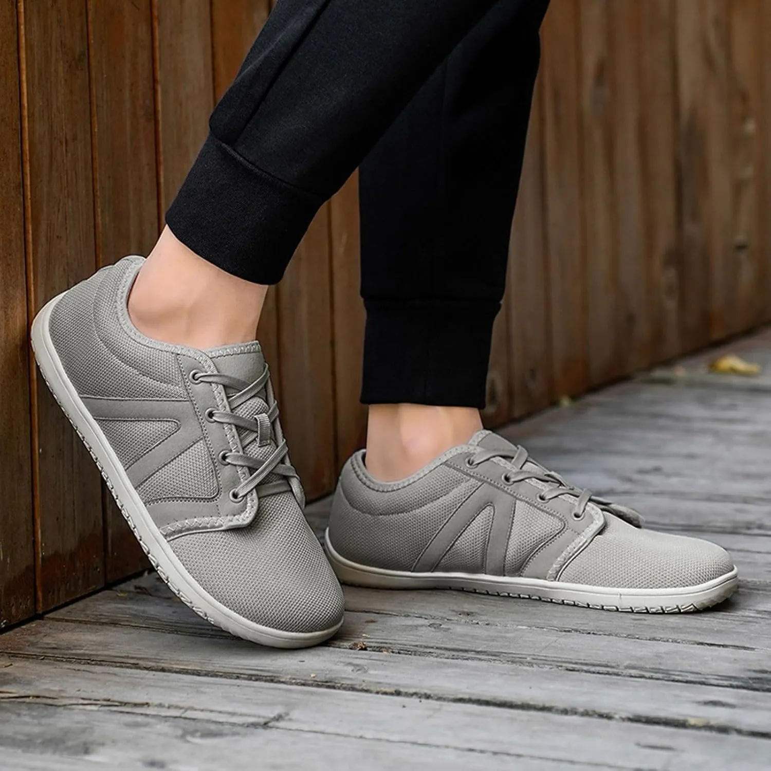Arch Support Non Slip Minimalist Shoes for Men Breathable Elastic Fly Woven Mesh Sneaker Non Slip Walking Shoes