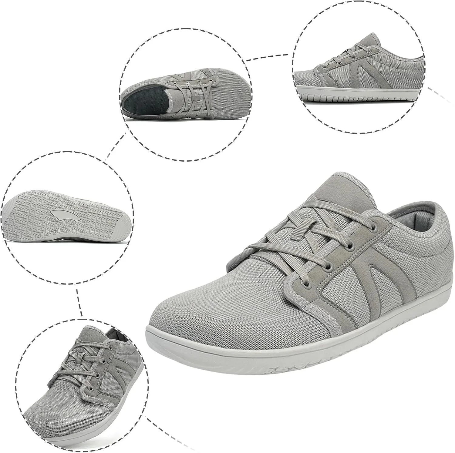 Arch Support Non Slip Minimalist Shoes for Men Breathable Elastic Fly Woven Mesh Sneaker Non Slip Walking Shoes