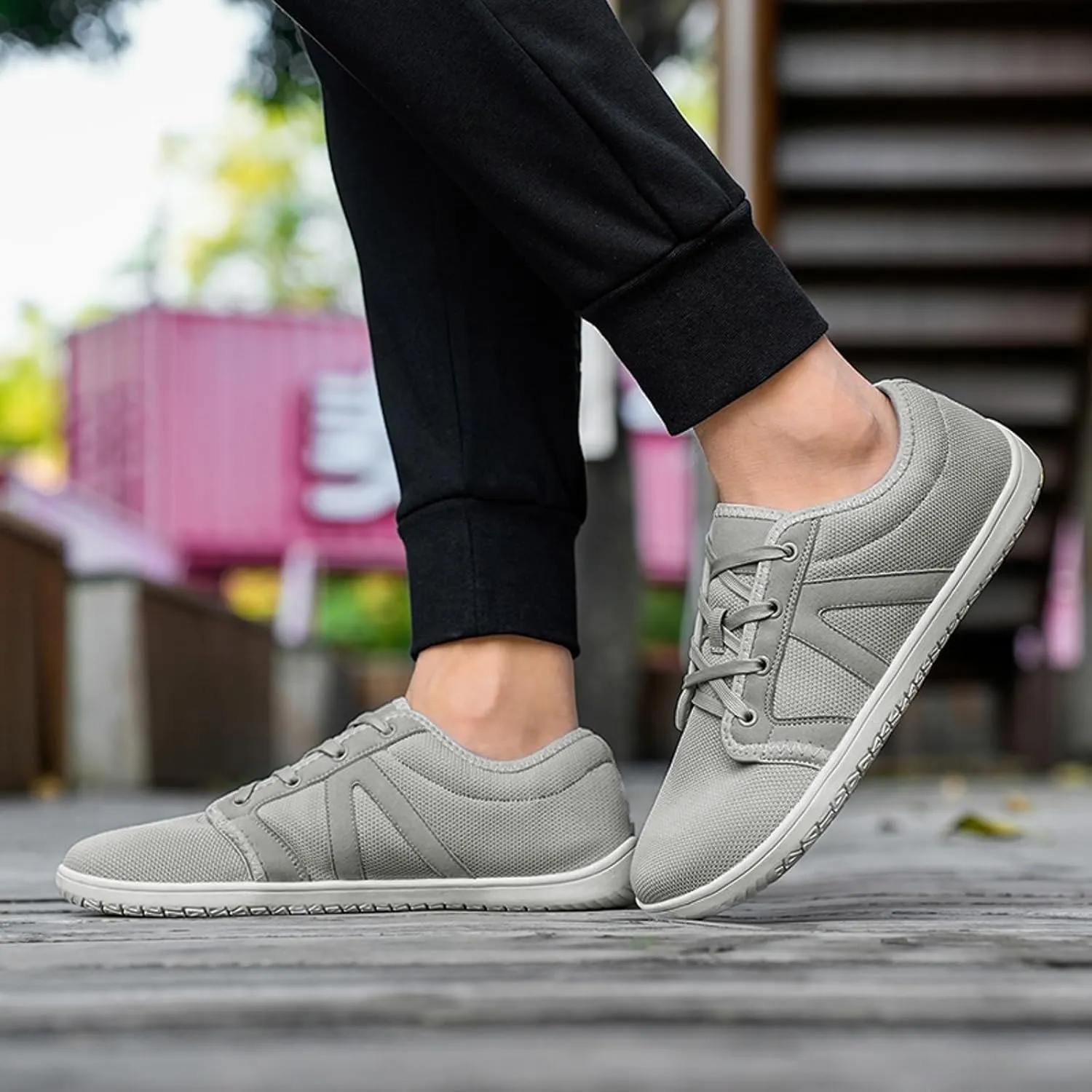 Arch Support Non Slip Minimalist Shoes for Men Breathable Elastic Fly Woven Mesh Sneaker Non Slip Walking Shoes