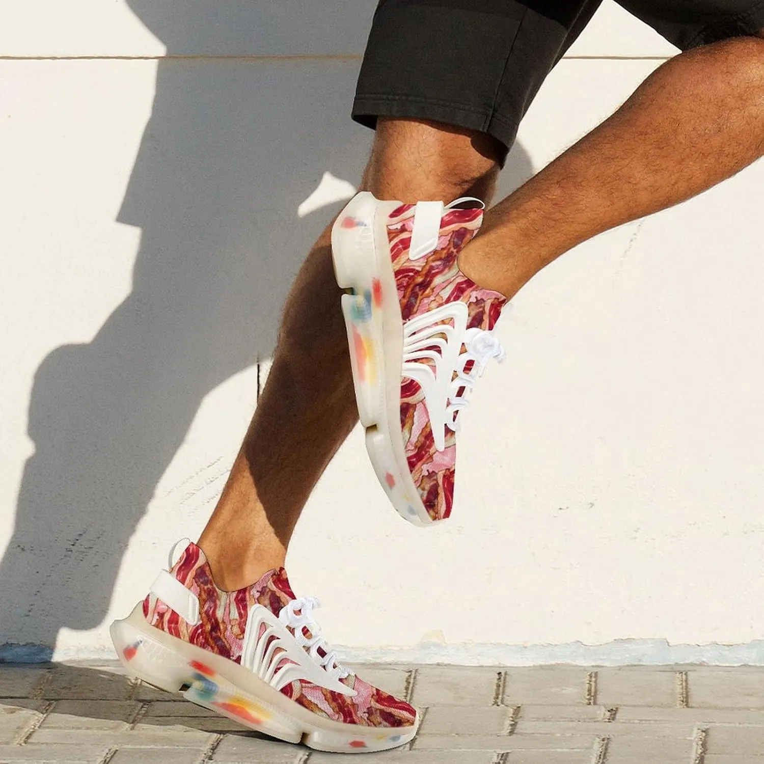 Bacon Men's Running Shoes Lightweight Walking Shoe Breathable Sneaker