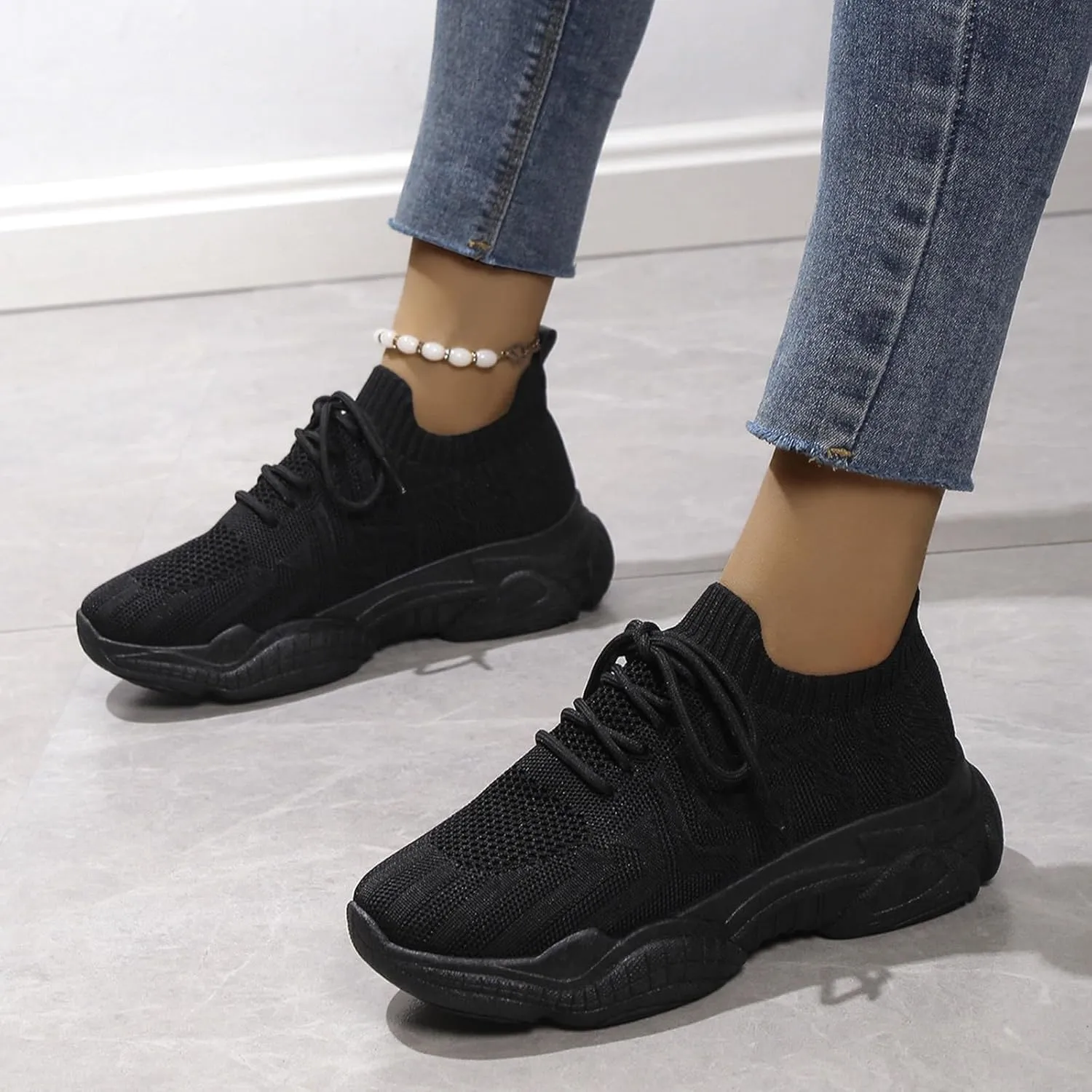Black Sneakers for Women Workout Zapatos Para Correr De Mujer Trendy Walking Shoes for Women 2023 Fall Plantar Fasciitis Shoes Women Work Office Zapatos Para Entrenar De Mujer Gym