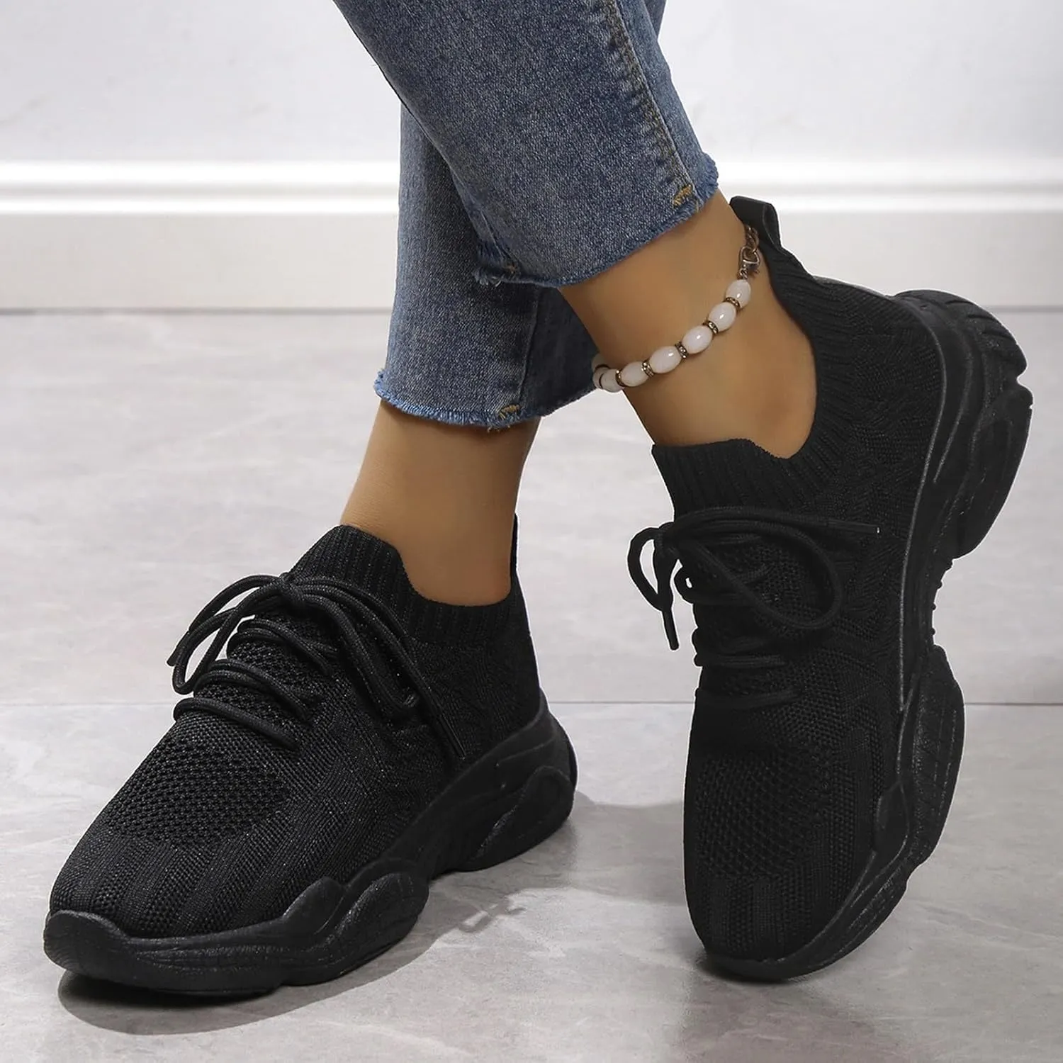 Black Sneakers for Women Workout Zapatos Para Correr De Mujer Trendy Walking Shoes for Women 2023 Fall Plantar Fasciitis Shoes Women Work Office Zapatos Para Entrenar De Mujer Gym