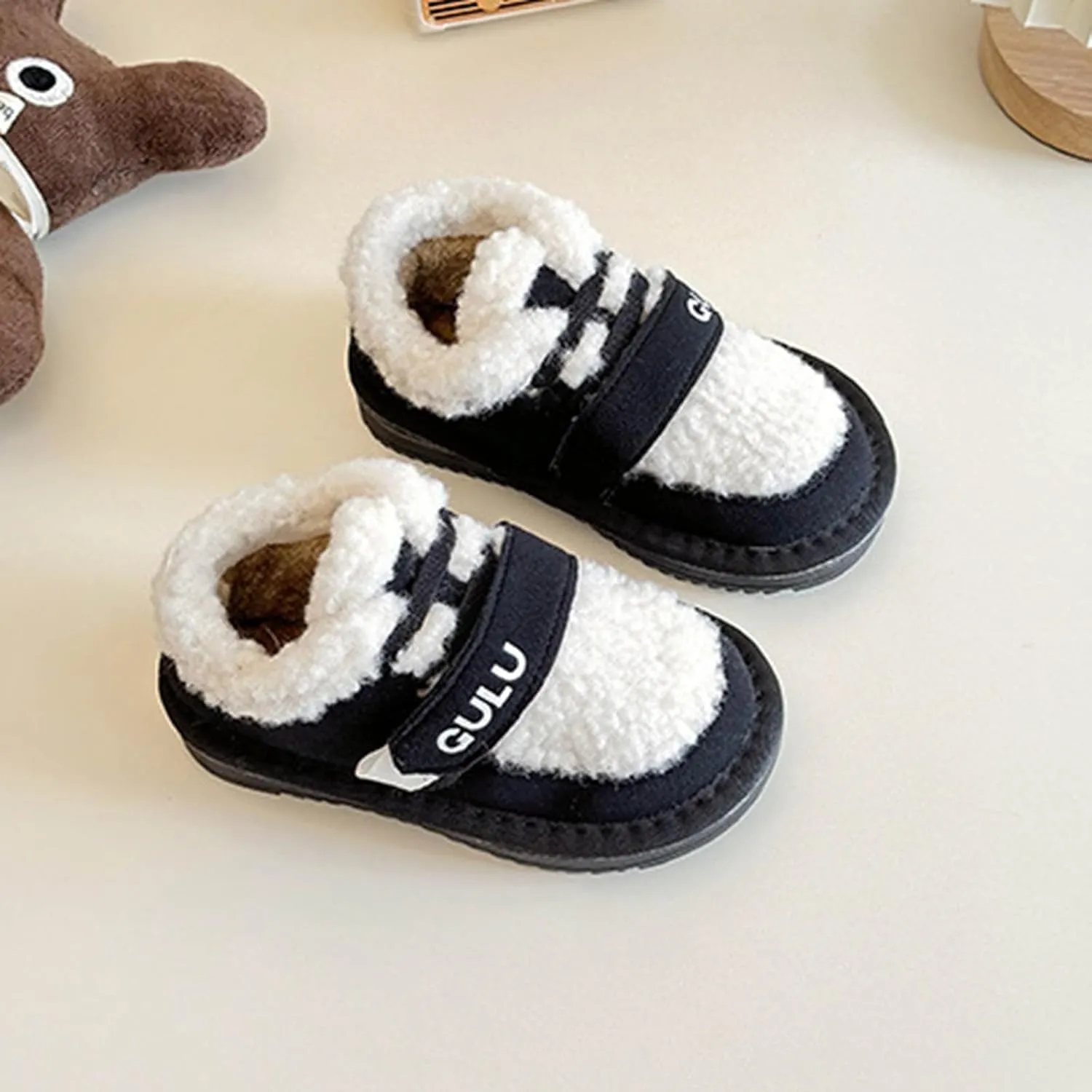 Boys Girls Winter Boots Toddler Snow Boots Kids Warm Fur Lined Boot Kids Ankle Boots Non-Slip Plush Thermal Booties