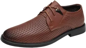 Breathable Hollow Walking Office Loafers Work Flats Classic Lace-up Formal Tuxedo Shoes Men's Modern Oxford Dress Shoes