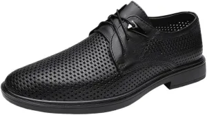 Breathable Hollow Walking Office Loafers Work Flats Classic Lace-up Formal Tuxedo Shoes Men's Modern Oxford Dress Shoes