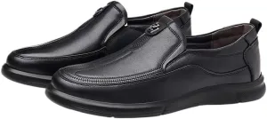 Chic Men's Leather Derby Shoes with Round Toe and Slip-Resistant Rubber Outsole for Everyday Wear
