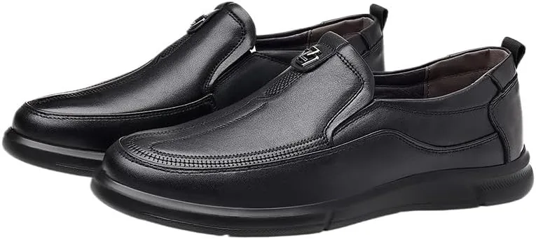 Chic Men's Leather Derby Shoes with Round Toe and Slip-Resistant Rubber Outsole for Everyday Wear
