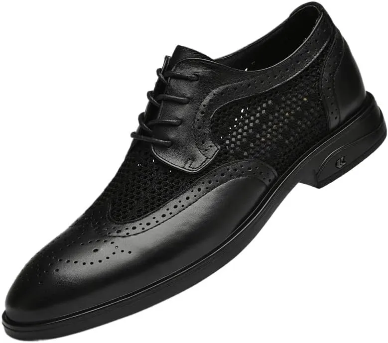 Classic Lace-up Formal Tuxedo Shoes Breathable Hollow Dress Shoes Business Oxfords Formal Brogues Office Shoe