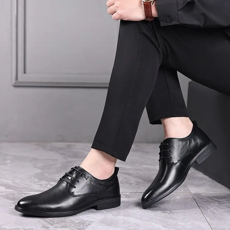 Classic Men's Derby Shoes in Smooth Leather with Round Toe and Comfortable Cushioned Insole