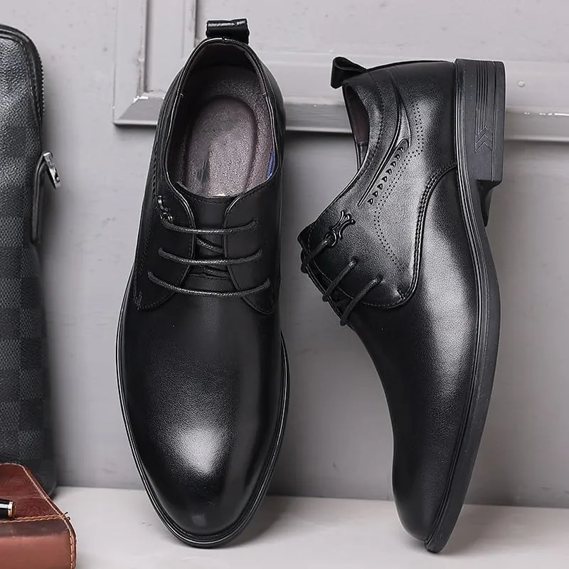 Classic Men's Derby Shoes in Smooth Leather with Round Toe and Comfortable Cushioned Insole