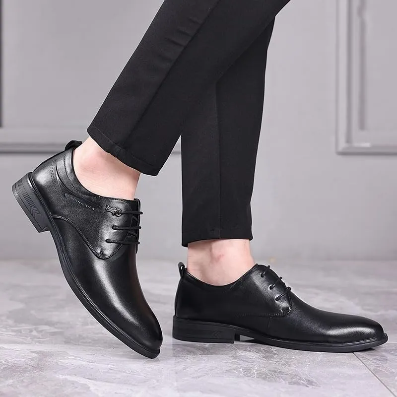 Classic Men's Derby Shoes in Smooth Leather with Round Toe and Comfortable Cushioned Insole