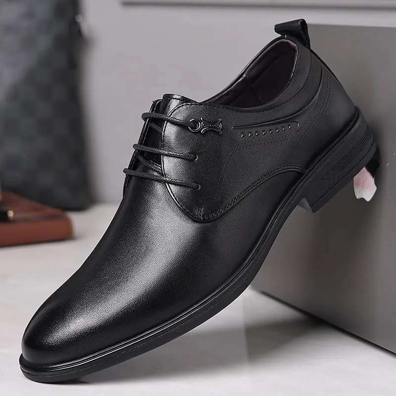 Classic Men's Derby Shoes in Smooth Leather with Round Toe and Comfortable Cushioned Insole