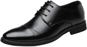 Classic Men’s Formal Oxford Shoes for Corporate Dress Code, Polished Leather Lace-Up Dress Shoes with Non-Slip Rubber Sole for Safety