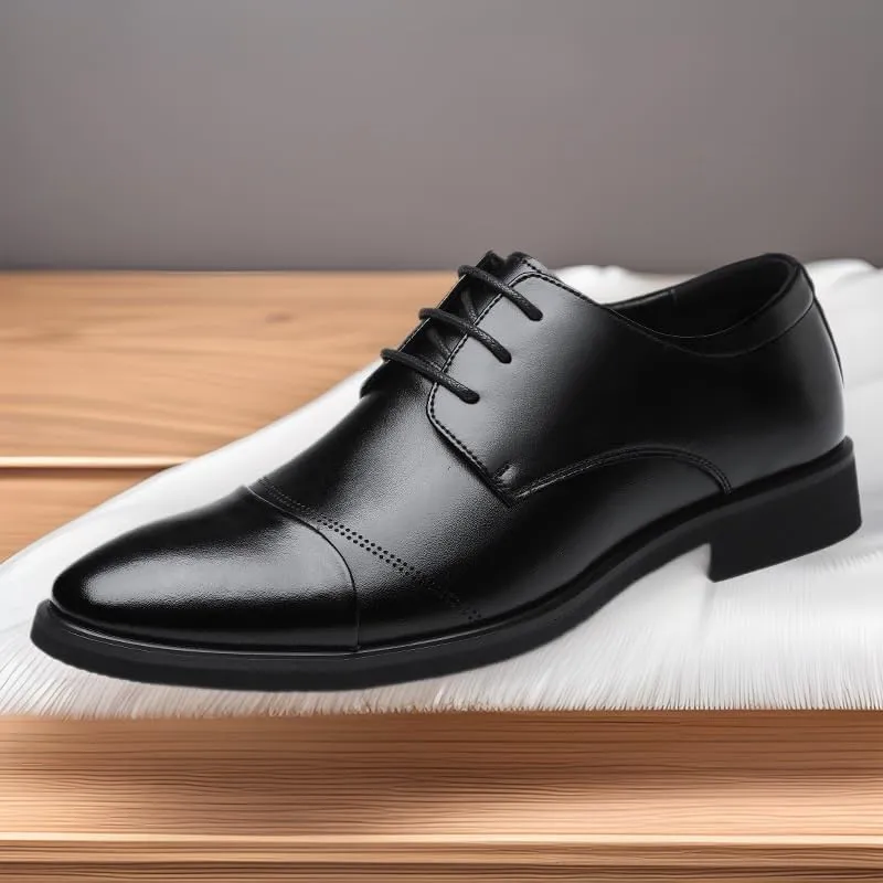 Classic Men’s Formal Oxford Shoes for Corporate Dress Code, Polished Leather Lace-Up Dress Shoes with Non-Slip Rubber Sole for Safety