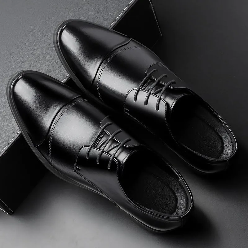 Classic Men’s Formal Oxford Shoes for Corporate Dress Code, Polished Leather Lace-Up Dress Shoes with Non-Slip Rubber Sole for Safety