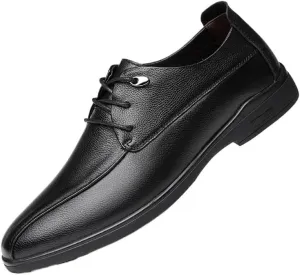 Classic Men's Leather Dress Shoes Classic Lace Up Formal Pointed Toe Oxfords Shoes