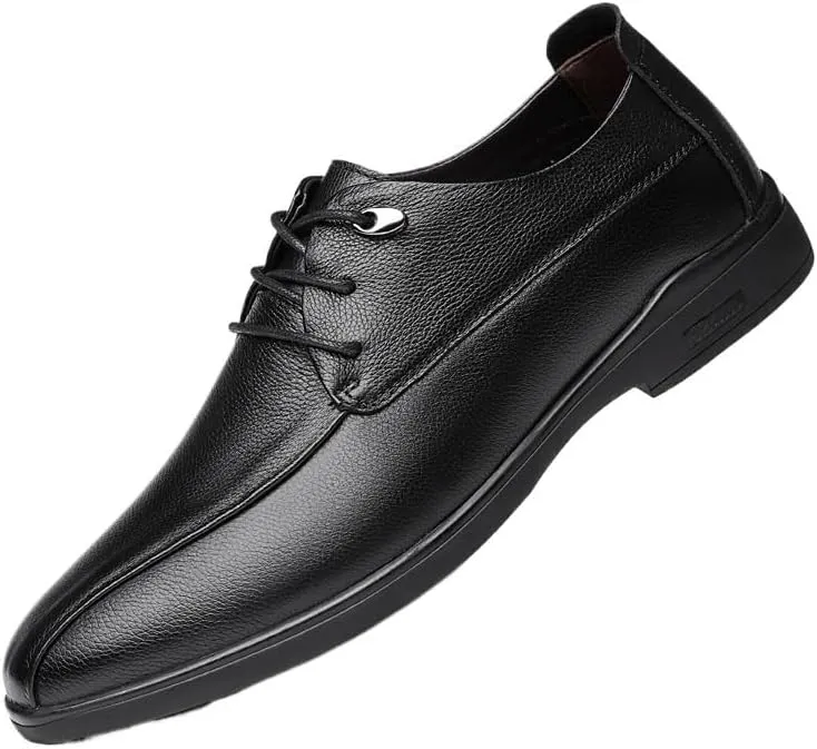 Classic Men's Leather Dress Shoes Classic Lace Up Formal Pointed Toe Oxfords Shoes