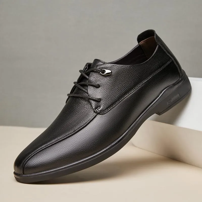 Classic Men's Leather Dress Shoes Classic Lace Up Formal Pointed Toe Oxfords Shoes
