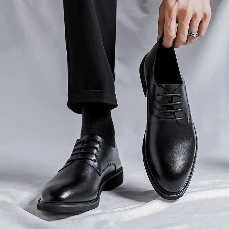 Classic Men's Leather Dress Shoes Men Formal Business Lace Up Wingtip Oxford Shoes