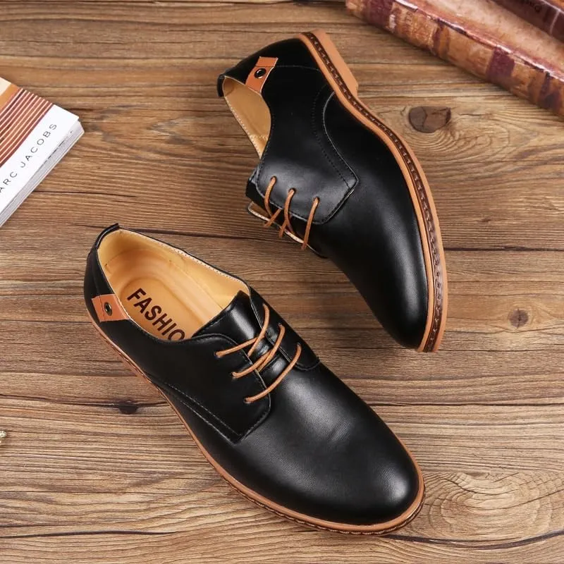 Classic Wingtip Brogue Shoes in Polished Leather with Cushioned Arch Support, Perfect for Long Hours Standing in Office
