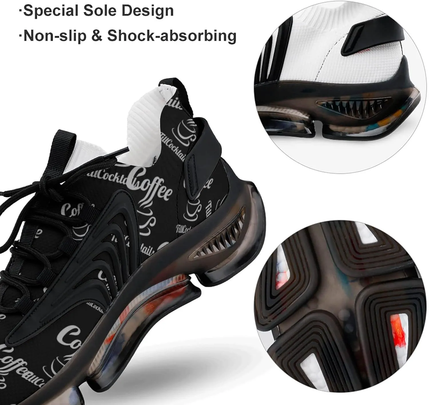 Coffee Till Cocktails Men's Running Shoes Lightweight Walking Shoe Breathable Sneaker