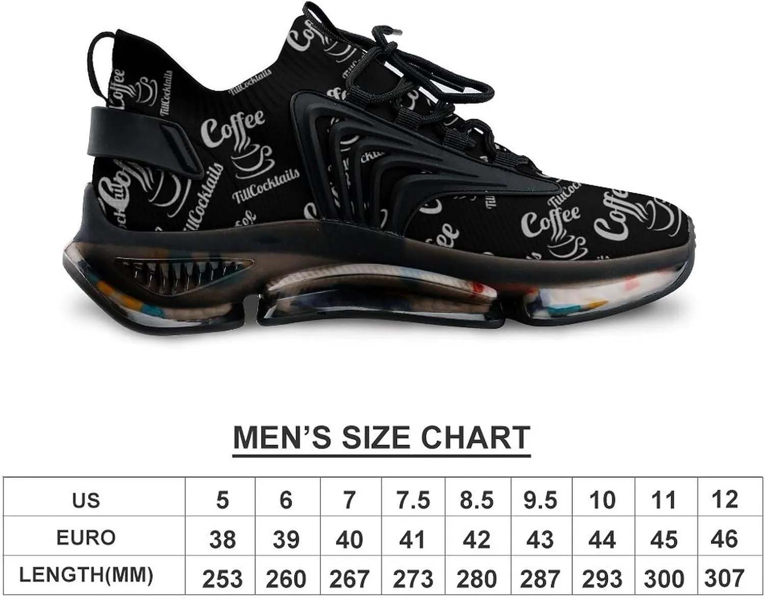 Coffee Till Cocktails Men's Running Shoes Lightweight Walking Shoe Breathable Sneaker
