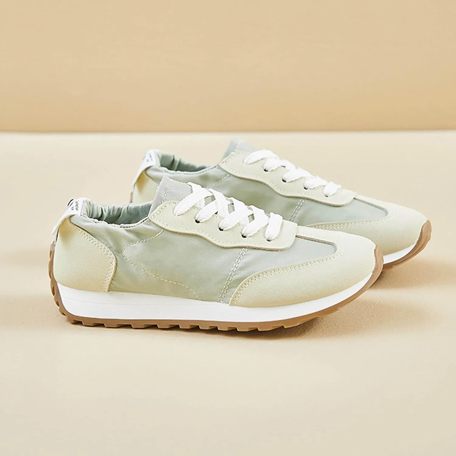 Comfy Shoes for Women, Lace Up Thick Platform Non Slip Sneakers Lightweight Breathable Walking Running Sneakers