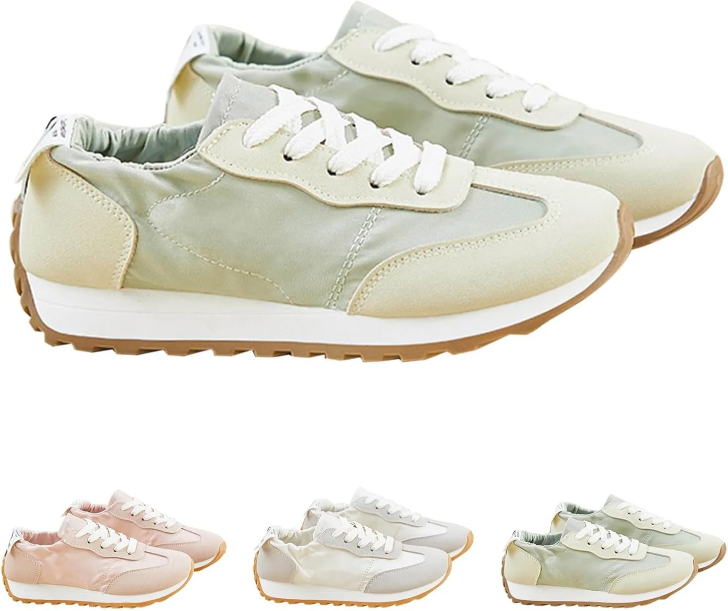 Comfy Shoes for Women, Lace Up Thick Platform Non Slip Sneakers Lightweight Breathable Walking Running Sneakers