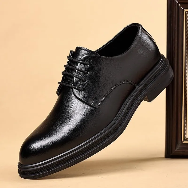 Contemporary Men's Brogue Derby Shoes Formal Wedding Events Full-Grain Leather with Flexible Rubber Outsole (Black, 10 US)