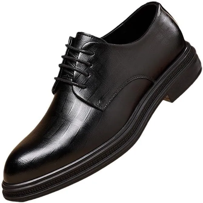 Contemporary Men's Brogue Derby Shoes Formal Wedding Events Full-Grain Leather with Flexible Rubber Outsole (Black, 10 US)