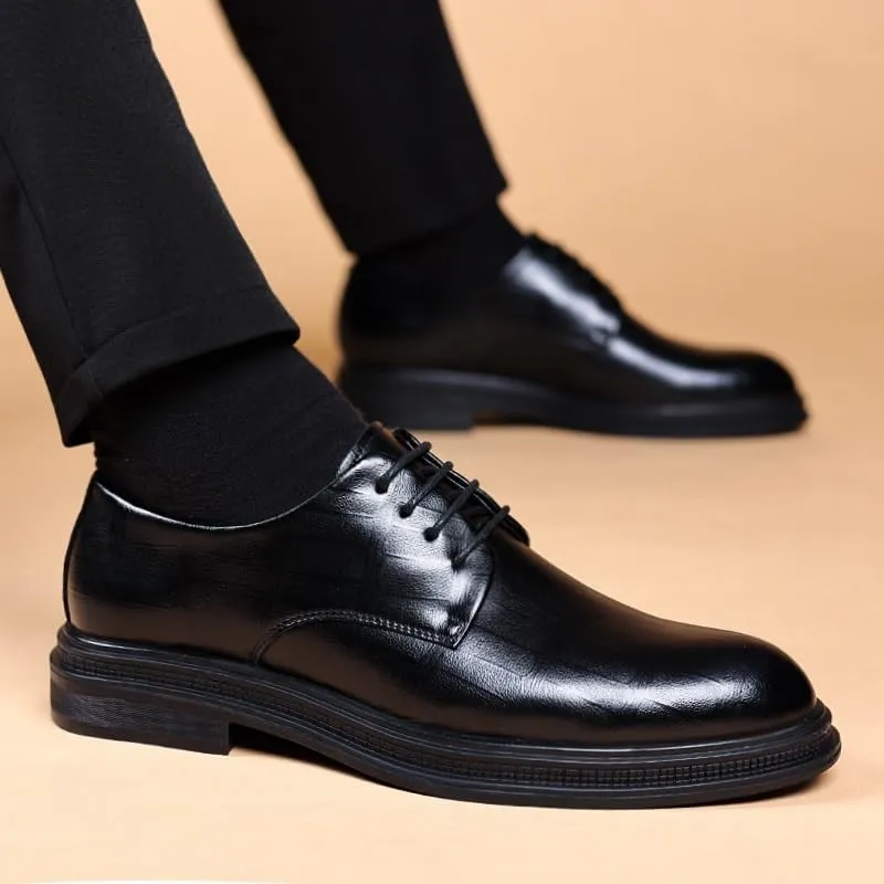 Contemporary Men's Brogue Derby Shoes Formal Wedding Events Full-Grain Leather with Flexible Rubber Outsole (Black, 10 US)