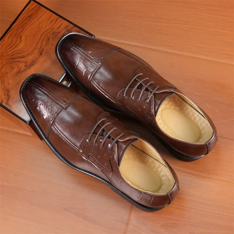 Contemporary Plain Toe Derby Men's Dress Shoes - Smooth Leather Exterior & Cotton Blend Interior for Office Wear & Special Occasions