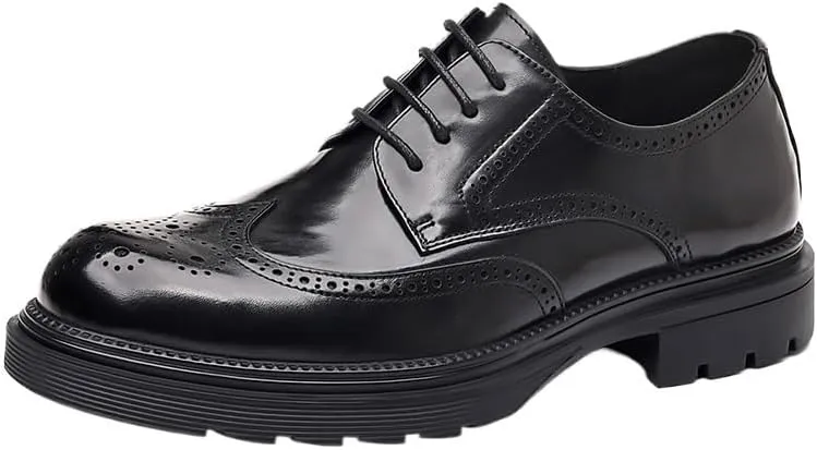 Contemporary Wingtip Dress Shoes for Men Cushioned Insole Formal Occasions Business Trips Lightweight EVA Midsole