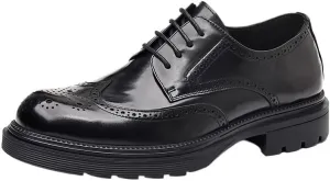 Contemporary Wingtip Dress Shoes for Men Cushioned Insole Formal Occasions Business Trips Lightweight EVA Midsole