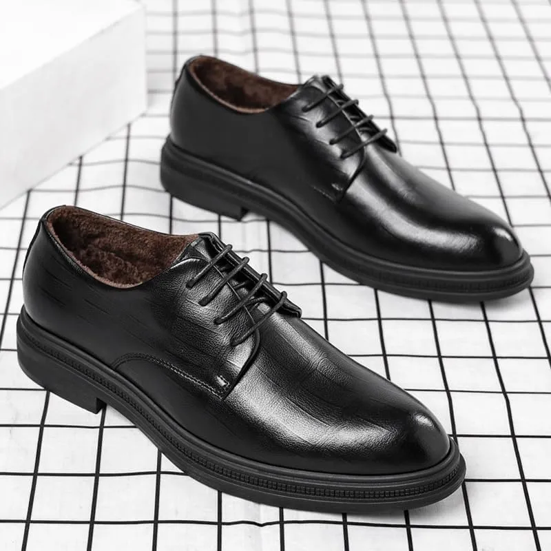 Derby Shoes for Men Brogue Wingtip Design Business Casual Leather Shoes for Formal Events, Full-Grain Cowhide Rubber Sole