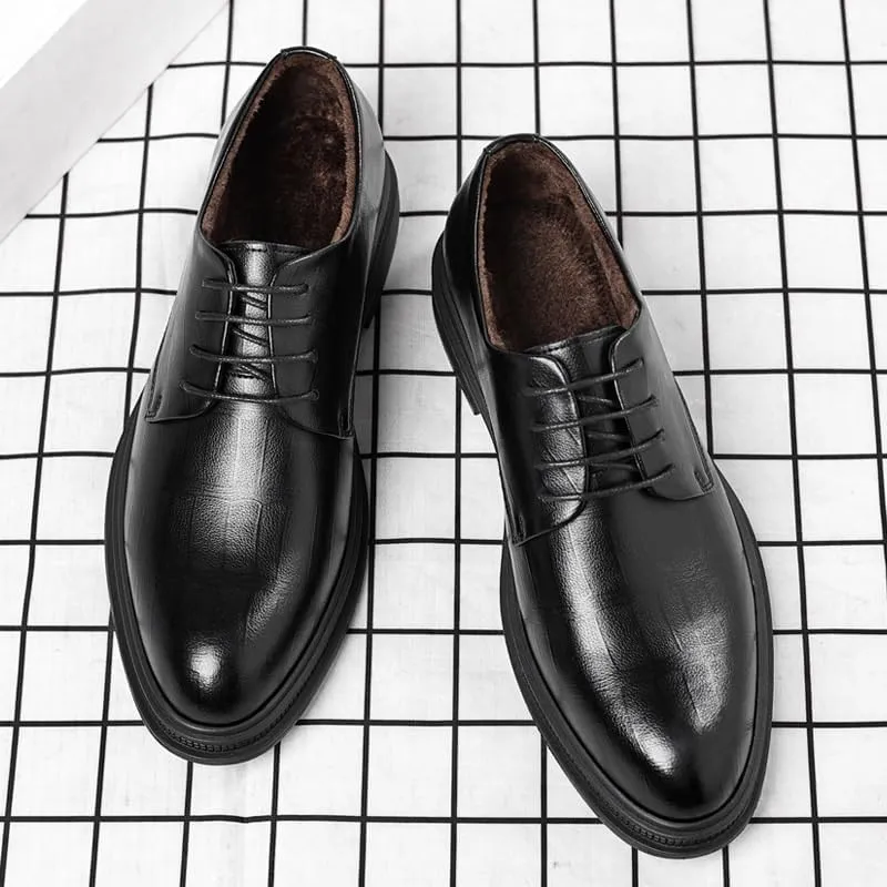 Derby Shoes for Men Brogue Wingtip Design Business Casual Leather Shoes for Formal Events, Full-Grain Cowhide Rubber Sole