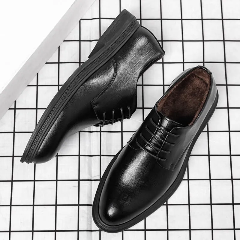 Derby Shoes for Men Brogue Wingtip Design Business Casual Leather Shoes for Formal Events, Full-Grain Cowhide Rubber Sole