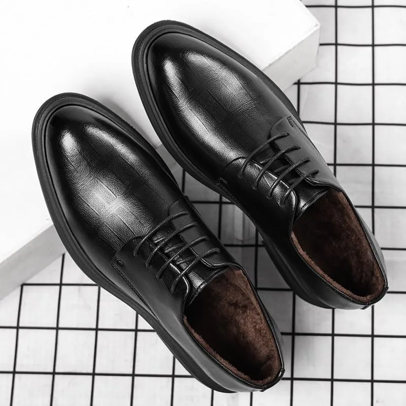 Derby Shoes for Men Brogue Wingtip Design Business Casual Leather Shoes for Formal Events, Full-Grain Cowhide Rubber Sole
