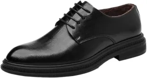 Derby Shoes for Men Brogue Wingtip Design Business Casual Leather Shoes for Formal Events, Full-Grain Cowhide Rubber Sole