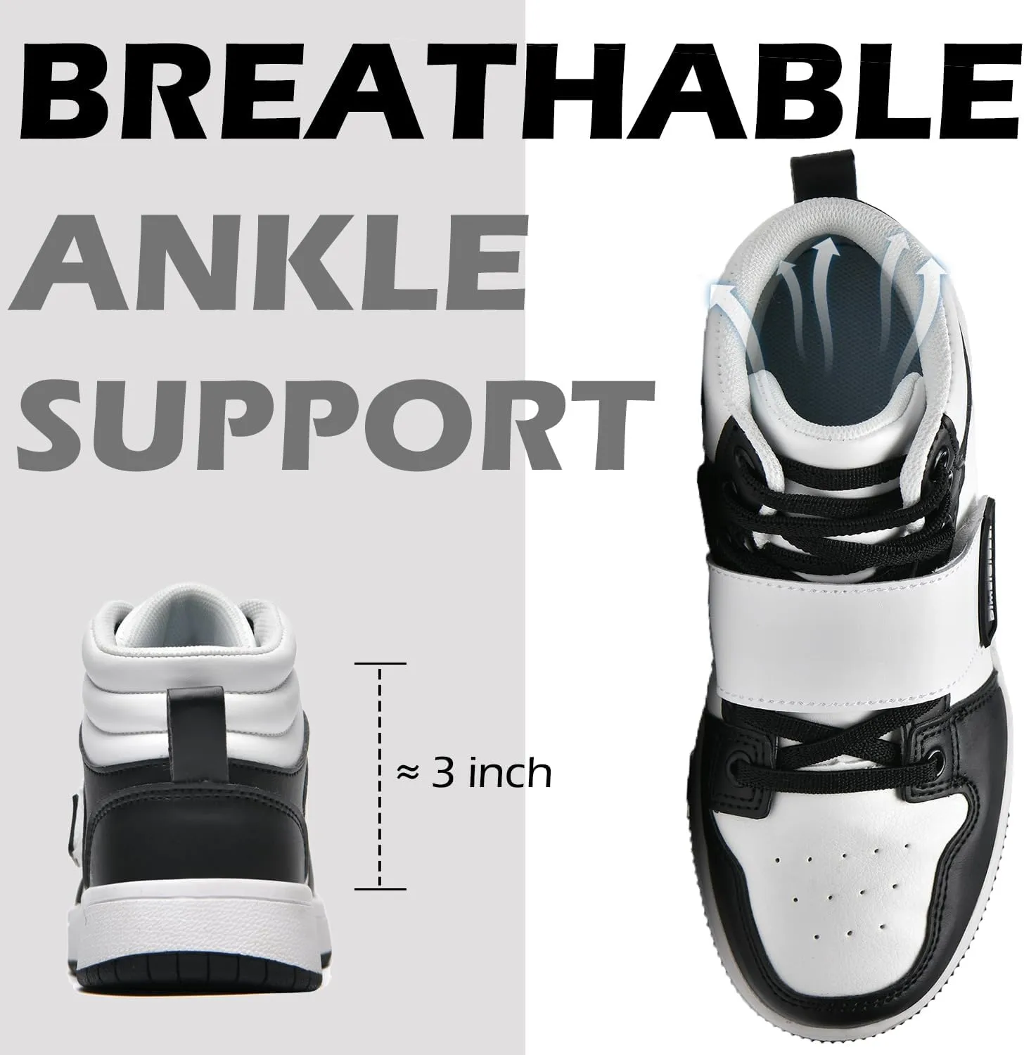 DimaiGlobal Kids Basketball Shoes Boys Girls High Top Sneakers for Youth Durable Sports Shoes Breathable Skate Shoes School Trainers