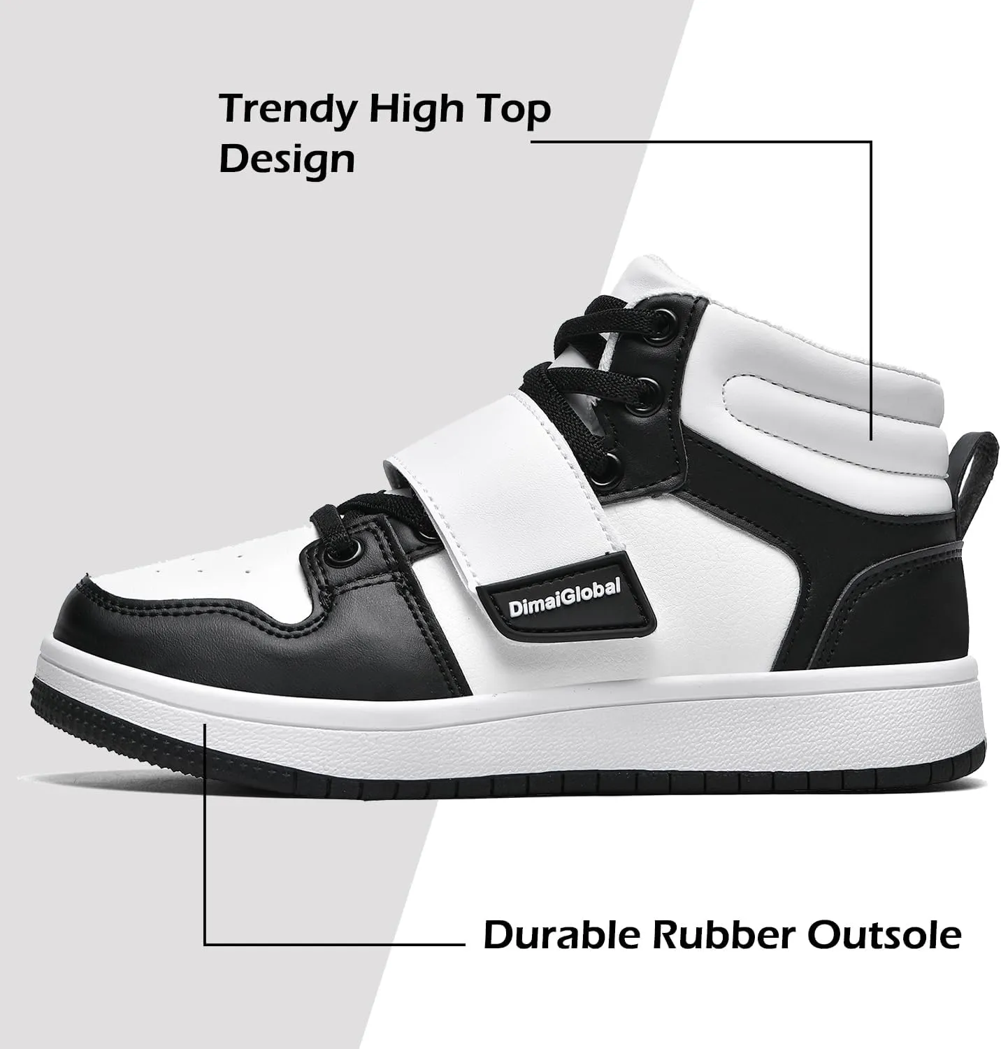 DimaiGlobal Kids Basketball Shoes Boys Girls High Top Sneakers for Youth Durable Sports Shoes Breathable Skate Shoes School Trainers