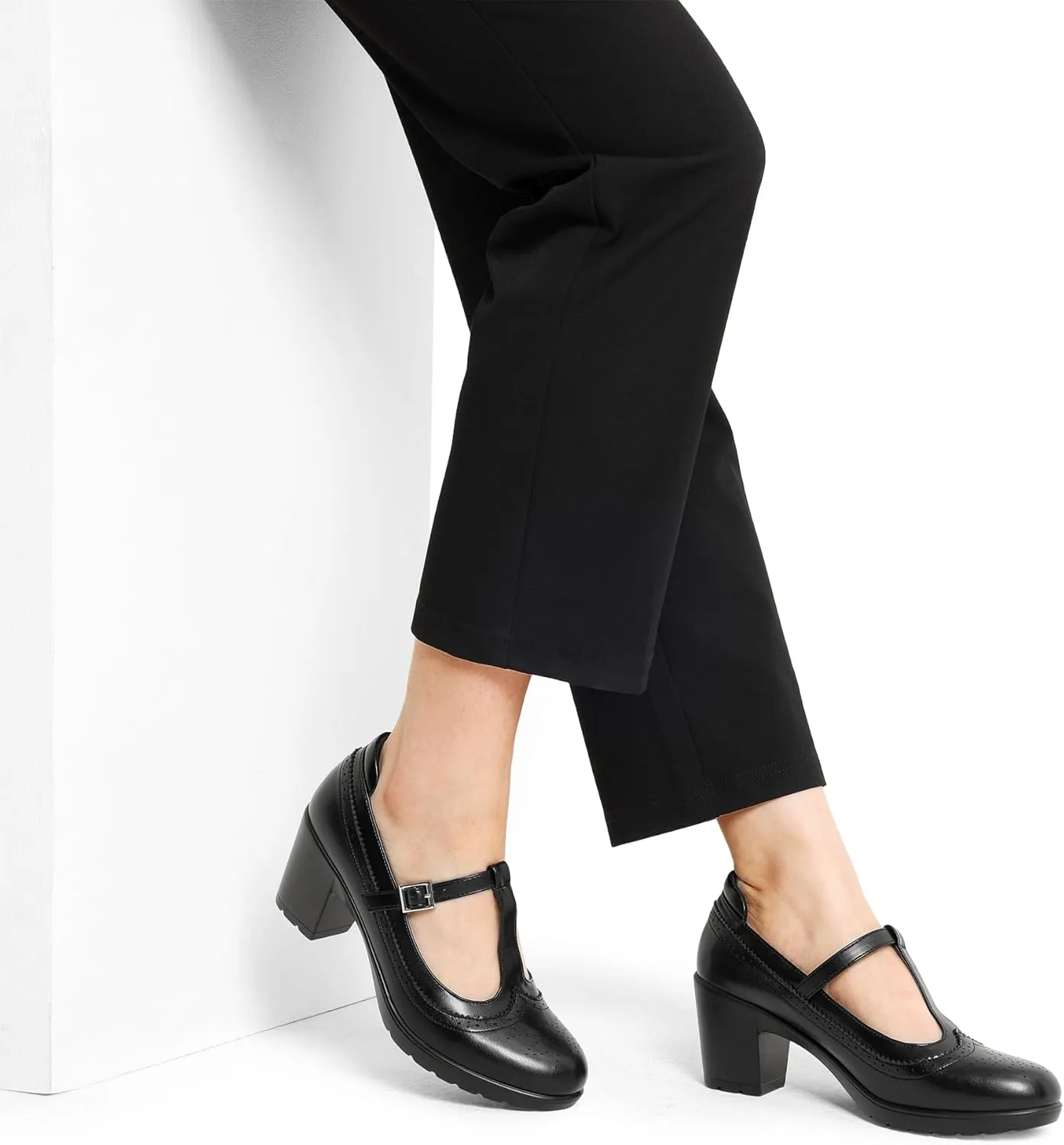 DREAM PAIRS Women's Classic Oxfords Heels T-Strap Dress Shoes
