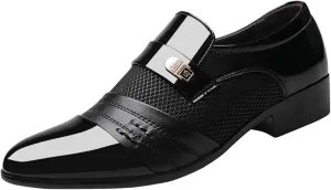 Dress Shoes for Men Pointed-Toe Slip On Lightweight Suit Oxfords Shoes Classic Casual Business Wedding Formal Shoes