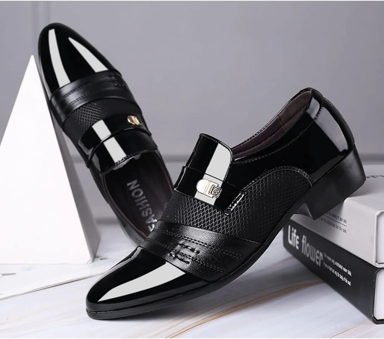 Dress Shoes for Men Pointed-Toe Slip On Lightweight Suit Oxfords Shoes Classic Casual Business Wedding Formal Shoes