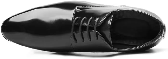 Elegant Derby Leather Dress Shoes for Men - Office Formal Occasions with Textile Lining & Flexible Rubber Outsole Construction