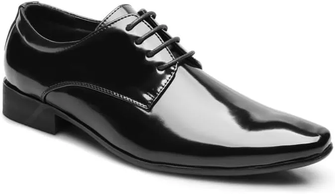 Elegant Derby Leather Dress Shoes for Men - Office Formal Occasions with Textile Lining & Flexible Rubber Outsole Construction