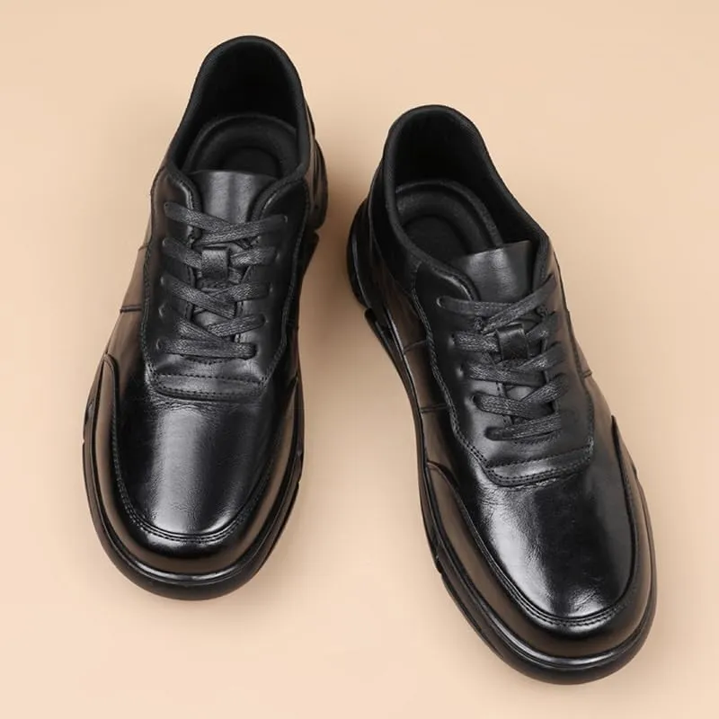 Elegant Men's Derby Dress Shoes in Smooth Leather with Round Toe and Versatile Style