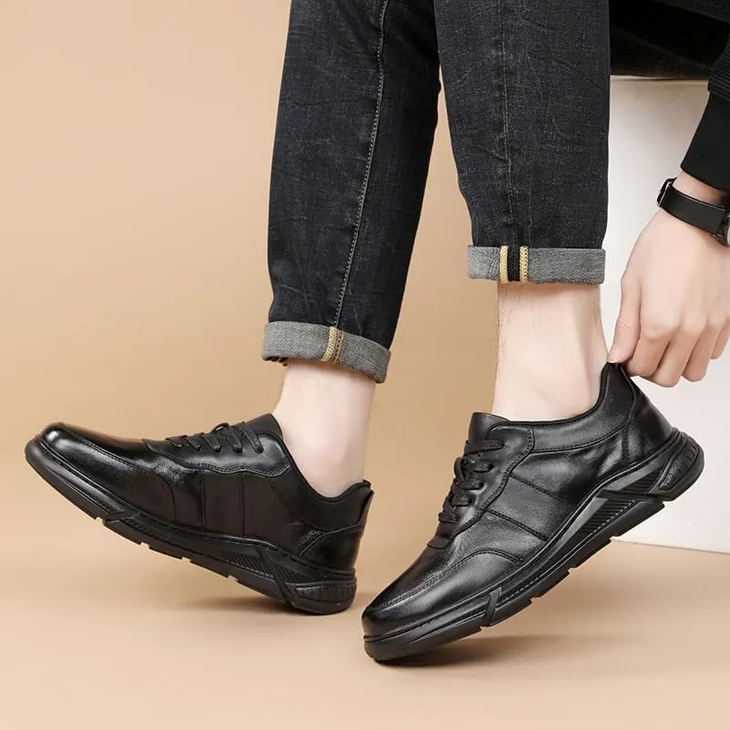 Elegant Men's Derby Dress Shoes in Smooth Leather with Round Toe and Versatile Style