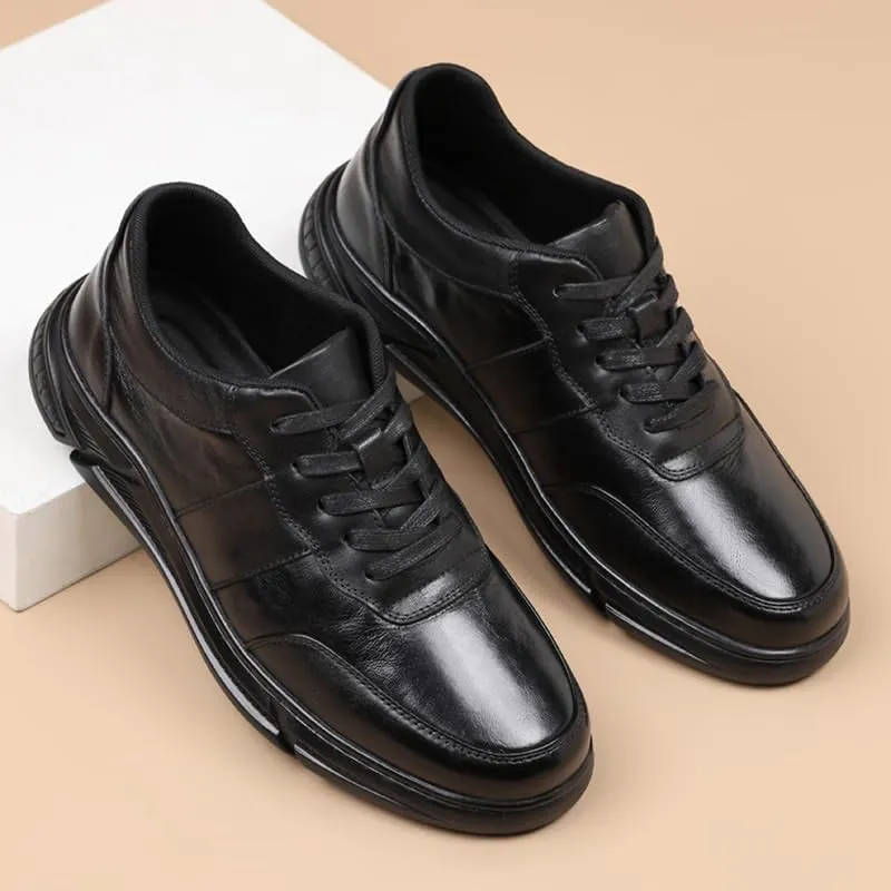 Elegant Men's Derby Dress Shoes in Smooth Leather with Round Toe and Versatile Style